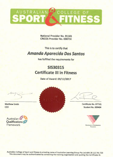 Certificate III in Fitness